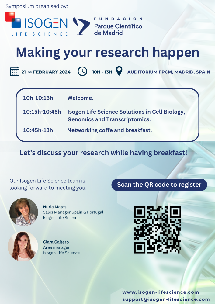 FPCM y Isogen Life Science en un evento para presentar soluciones para biologia celular y NGS